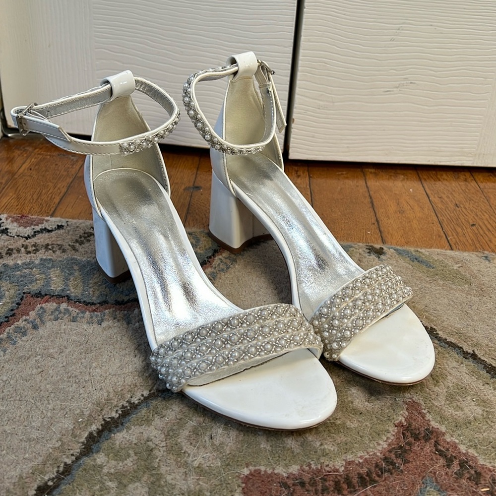 White bridal heels